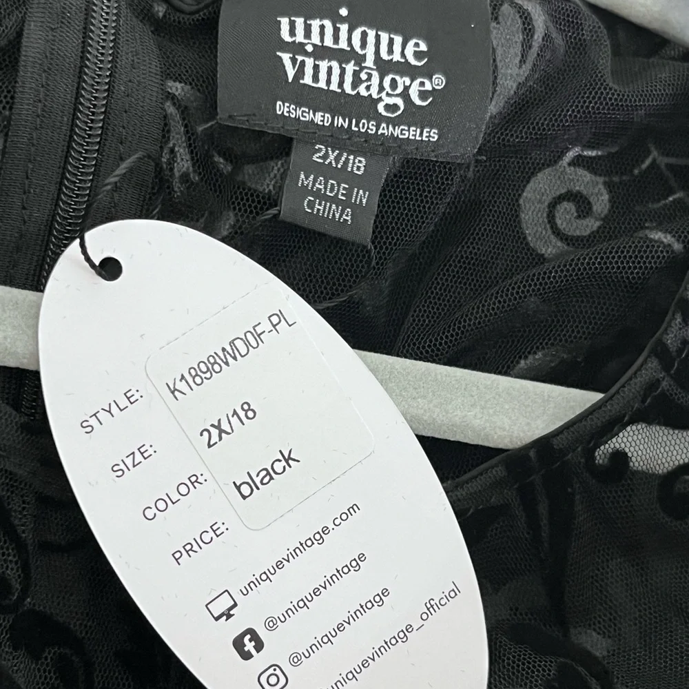 NWT Unique Vintage Sz 2X Whimsigoth Skull Bat Burnout Fringe Sheer Caftan Dress - Picture 7 of 11